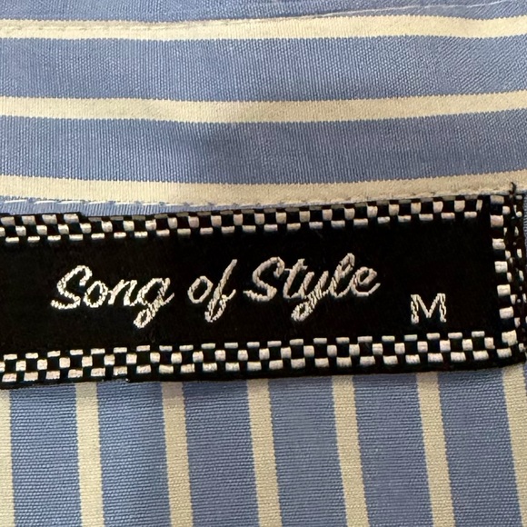 Blue Striped Cold Shoulder Flounce Ruffle Top - Picture 5 of 5